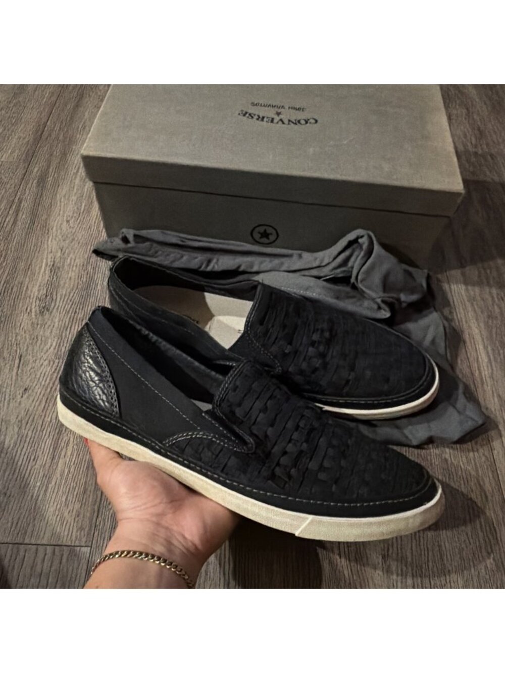 Converse X John Varvatos Men’s Sprint Slip Black White Woven Sneakers Size 13